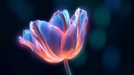 Tulip flower on a dark background. 3d illustration.の素材