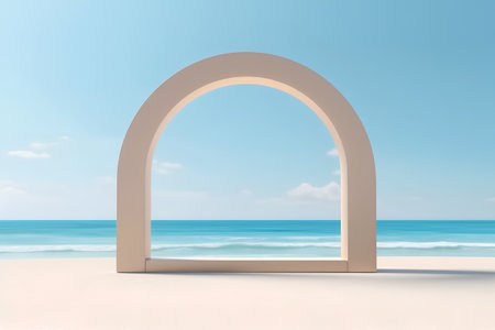 Beach arch on the background of the sea. 3d renderの素材