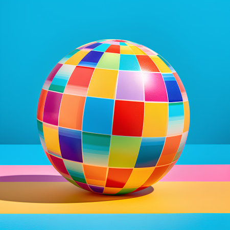 Colorful sphere on colorful background. 3d illustration. Minimal concept.の素材