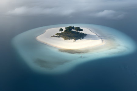 Tropical island in the middle of the ocean. 3d renderingの素材