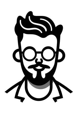 Hipster man with mustache and glasses. Vector illustration of a hipster man.の素材