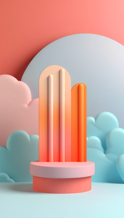 Abstract minimal scene with geometrical forms. 3d render illustrationの素材