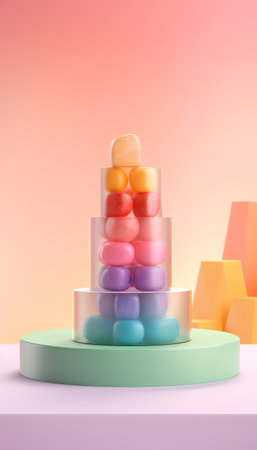 3d render of colorful candies on pastel background. Minimal concept.の素材