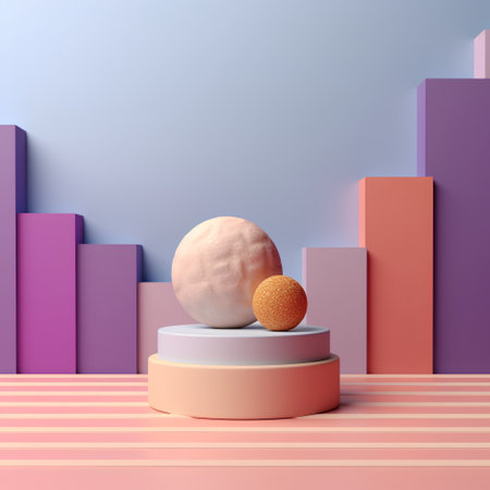 3d render of minimal geometric forms. Abstract background with podiums.の素材