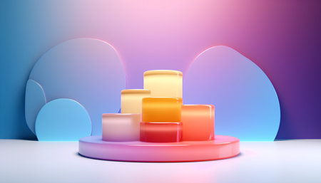 Pedestal for product display. 3d render. Abstract background.の素材