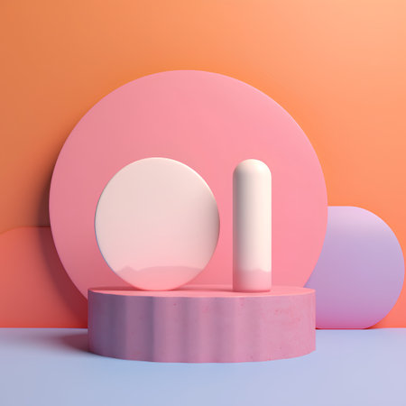 Minimalist abstract background, primitive geometrical figures, pastel colors, 3D renderの素材
