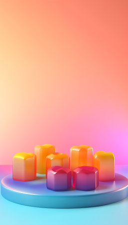 3d render, abstract geometric background, podium for product presentation. Minimal scene.の素材