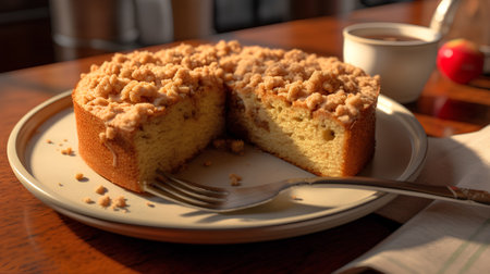 Coffee cake on a wooden table. Selective focus.の素材