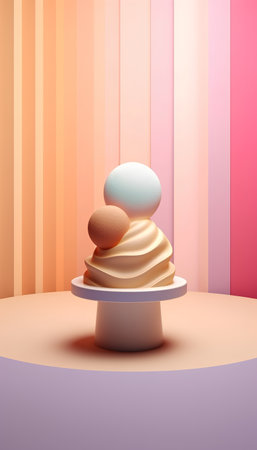 3d render of ice cream in pastel colors. Minimal conceptの素材