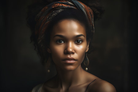 Portrait of beautiful african american woman with afro hairstyleの素材