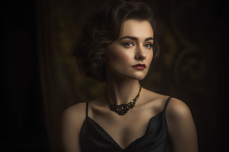 Portrait of beautiful young woman with evening make-up and hairstyle.の素材