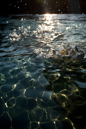 Abstract background of water surface with sunlight and bokeh effect.の素材