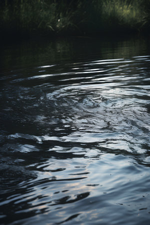 Ripples on the surface of the water. Selective focus.の素材