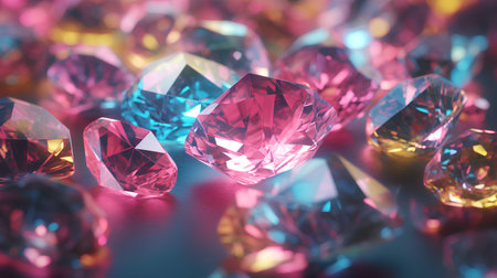 Gemstones on the blue background. 3d render illustration.の素材