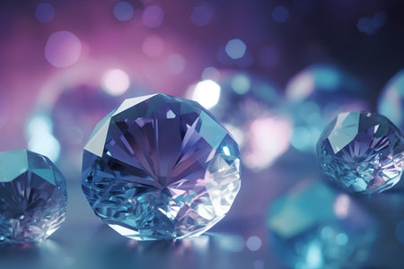 Luxury diamonds on bokeh background, 3d renderの素材