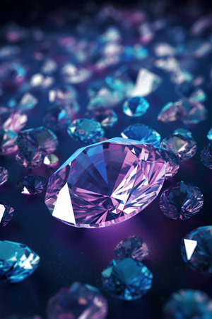 Luxury diamond on a dark background. 3d rendering.の素材