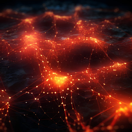 3d rendering of abstract background with glowing particles. Network connection structureの素材
