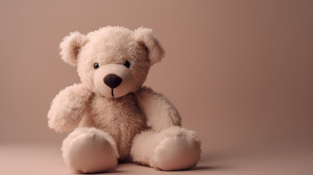 Teddy bear sitting on a brown background. 3d rendering.の素材