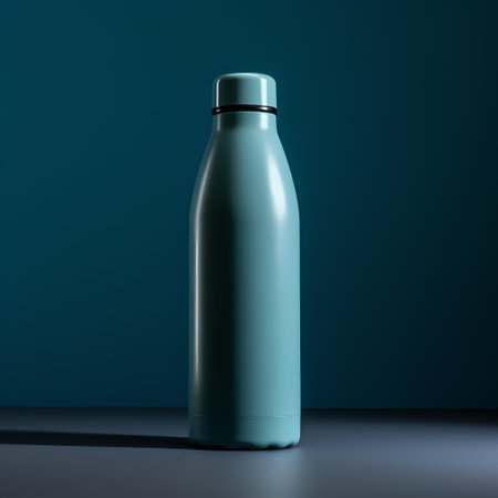 Plastic water bottle mockup on blue background. 3d renderingの素材