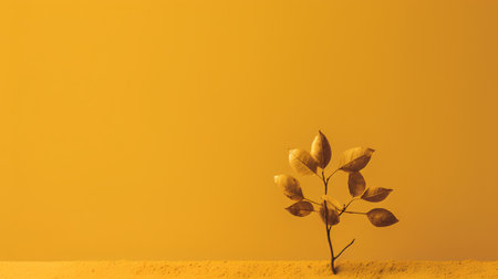 Plant on a yellow background with space for text. 3D renderingの素材