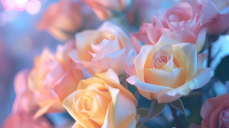 bouquet of roses in soft color and blur style for backgroundの素材