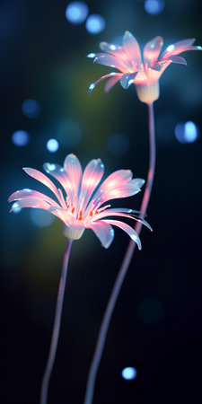 flowers on a black background with bokeh effect. 3d renderingの素材