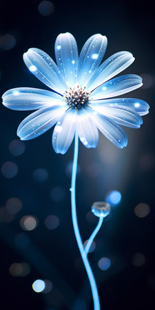 Blue flower on dark background with bokeh. 3D renderingの素材