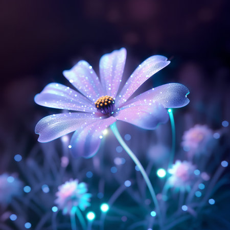 Cosmos flower on a dark background. 3d rendering, 3d illustration.の素材