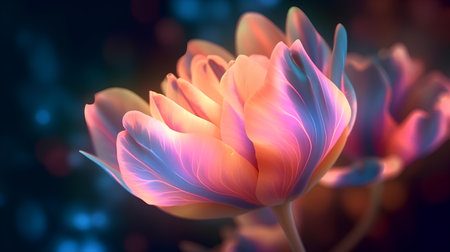 Beautiful tulip flower on a dark background. 3d renderingの素材