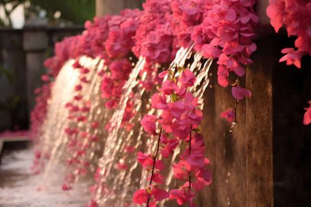 Bougainvillea flowers in the garden, vintage style.の素材