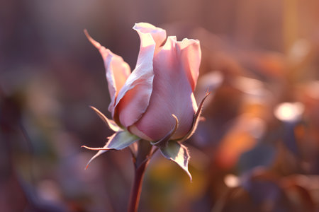 Beautiful rose flower in the garden. Nature background. Soft focus.の素材