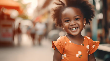 Portrait of a cute african american little girl smiling and looking at the cameraの素材