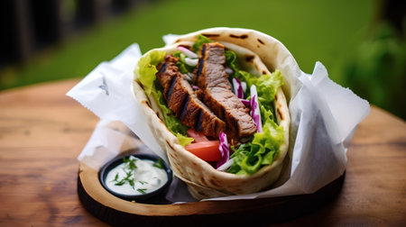 Doner kebab - grilled meat in pita bread.の素材