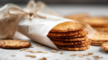 cookies in a paper bag on a light background. tinting. selective focusの素材