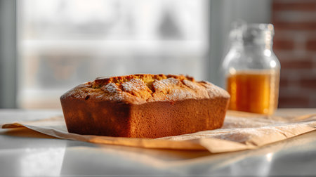 Homemade cake with raisins and cinnamon on a light backgroundの素材