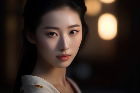 Portrait of a beautiful asian woman with evening make-upの素材