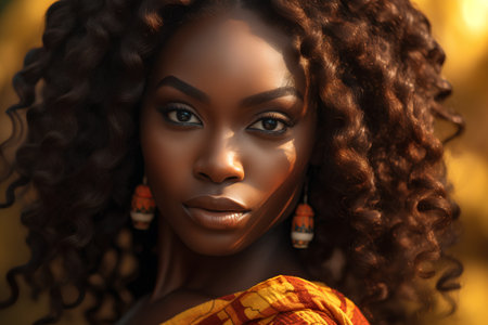 Portrait of a beautiful african american woman with afro hairstyleの素材