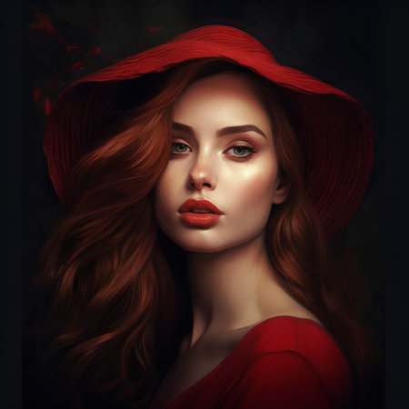 Portrait of a beautiful young woman with red hair. Beauty, fashion.の素材