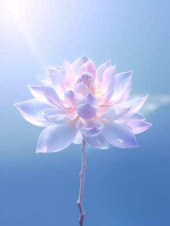 Beautiful lotus flower on blue sky background. Vector illustration.の素材