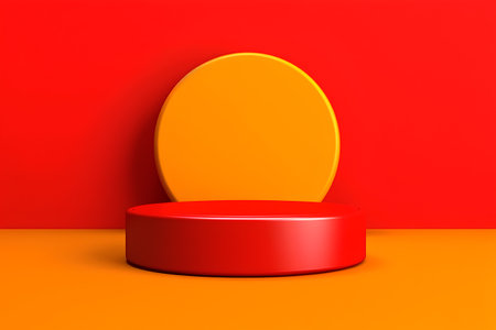 3d render, abstract minimal geometric forms, podium for your designの素材