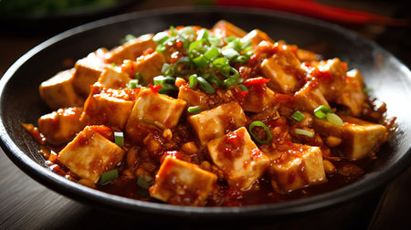 Tofu in sweet and sour sauce with sesame seeds.の素材