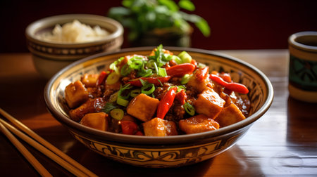 Stir Fried Tofu with Red Pepper and Cucumberの素材