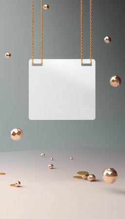3d render of abstract background with golden balls. Minimal geometric design.の素材
