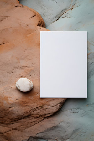 Blank card on stone background with copy space for text or imageの素材