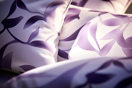Close-up of colorful pillows in purple tone. 3d renderingの素材