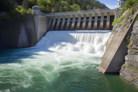 Hamburg hydroelectric dam in the Bavarian Alps, Germanyの素材