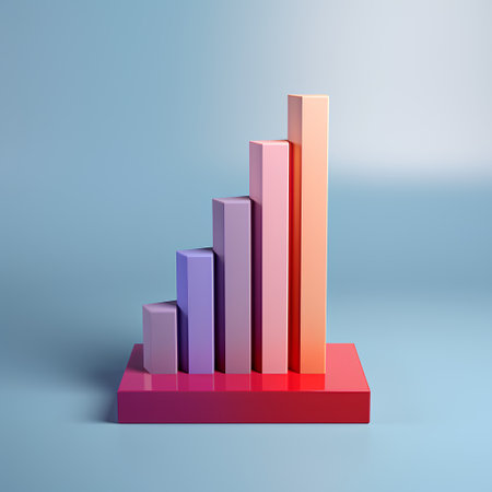3d Infographic bar graph on blue background. Vector illustration.の素材