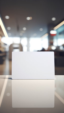 Blank business card on blurred background. Mock up, 3D Renderingの素材