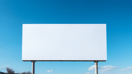 Blank billboard on blue sky background. 3d render illustration.の素材