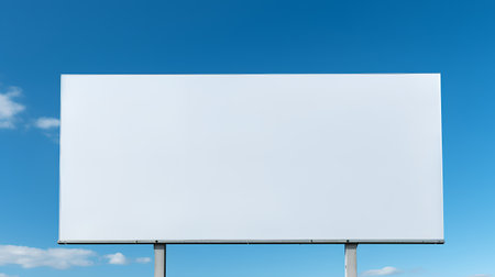 Blank billboard against blue sky with clouds. 3d rendering.の素材